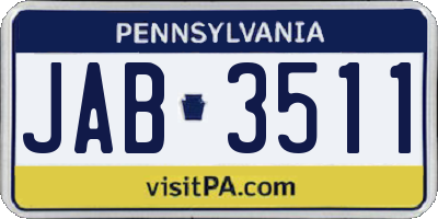 PA license plate JAB3511