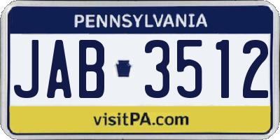 PA license plate JAB3512