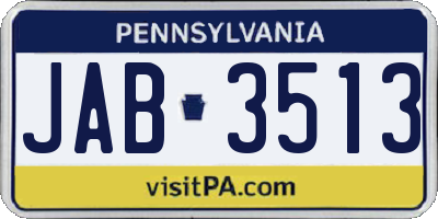 PA license plate JAB3513