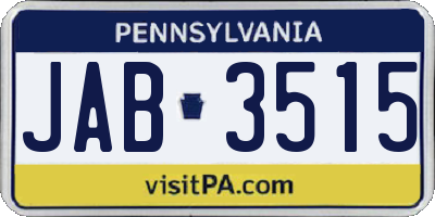 PA license plate JAB3515