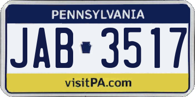 PA license plate JAB3517