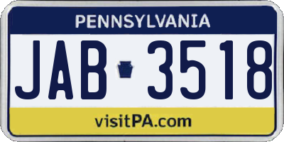 PA license plate JAB3518