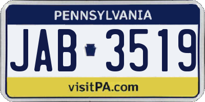 PA license plate JAB3519