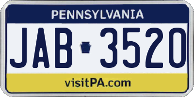 PA license plate JAB3520