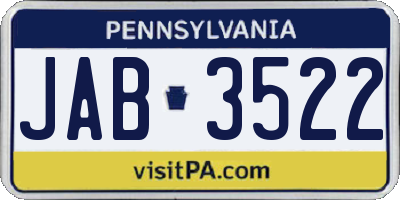 PA license plate JAB3522