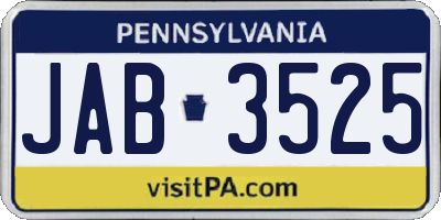 PA license plate JAB3525