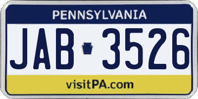 PA license plate JAB3526