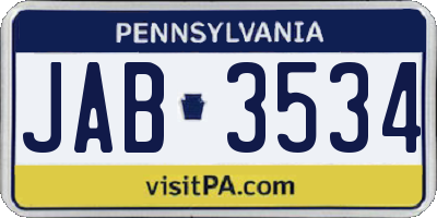 PA license plate JAB3534