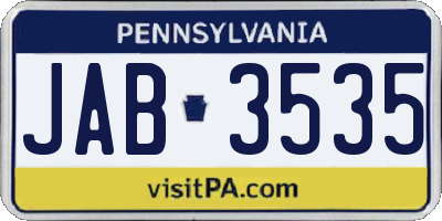 PA license plate JAB3535