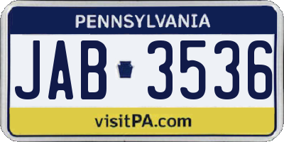 PA license plate JAB3536