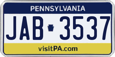 PA license plate JAB3537