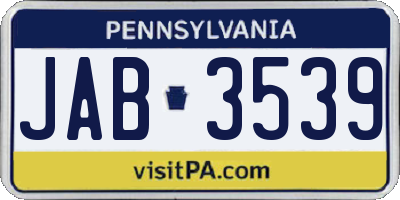 PA license plate JAB3539