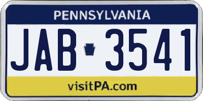 PA license plate JAB3541