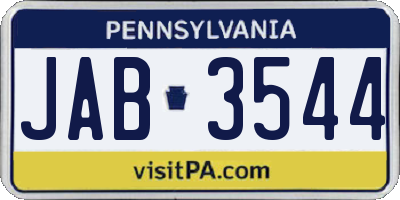 PA license plate JAB3544