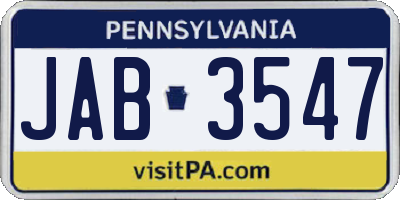 PA license plate JAB3547