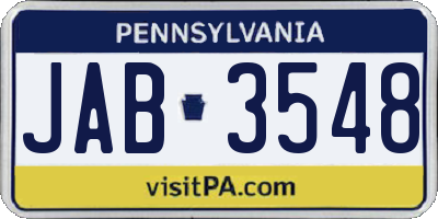 PA license plate JAB3548