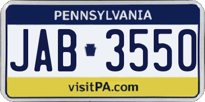 PA license plate JAB3550