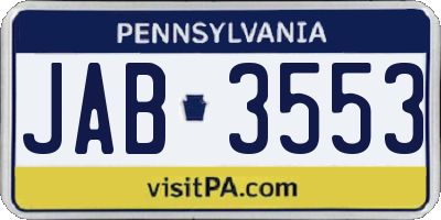 PA license plate JAB3553