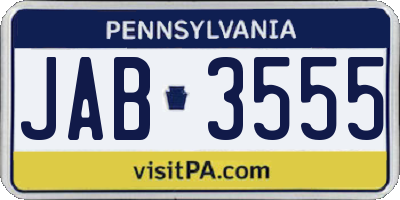 PA license plate JAB3555