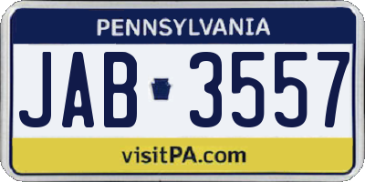 PA license plate JAB3557