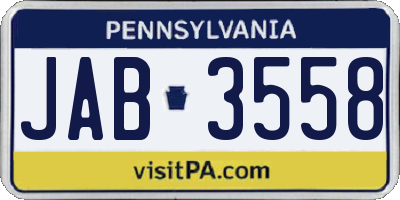 PA license plate JAB3558