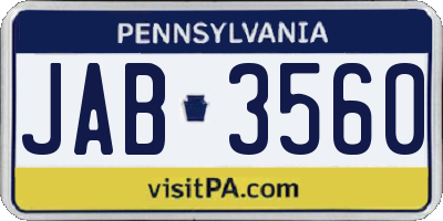 PA license plate JAB3560