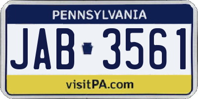 PA license plate JAB3561