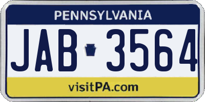 PA license plate JAB3564