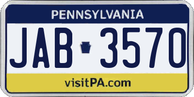 PA license plate JAB3570