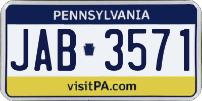 PA license plate JAB3571