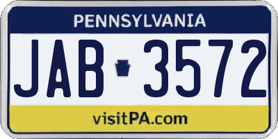 PA license plate JAB3572