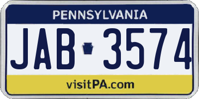 PA license plate JAB3574