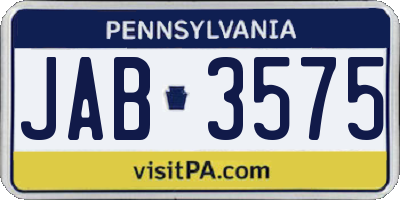 PA license plate JAB3575