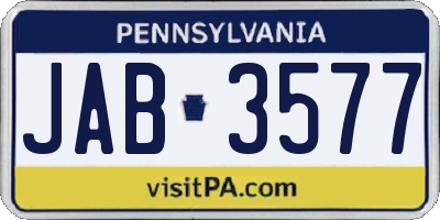 PA license plate JAB3577