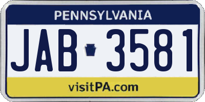 PA license plate JAB3581