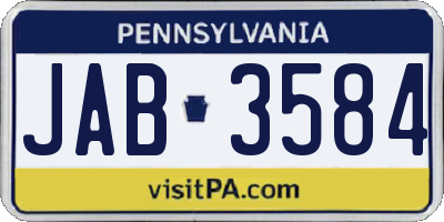 PA license plate JAB3584