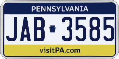 PA license plate JAB3585