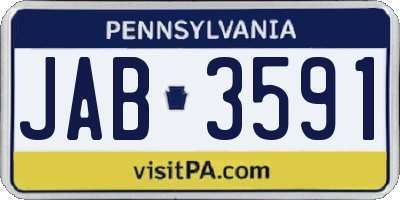 PA license plate JAB3591