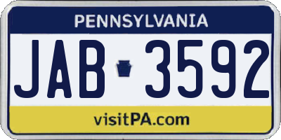 PA license plate JAB3592