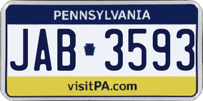 PA license plate JAB3593