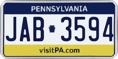 PA license plate JAB3594