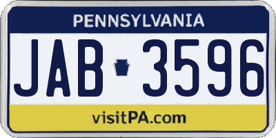 PA license plate JAB3596