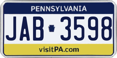 PA license plate JAB3598