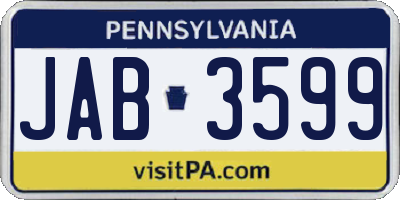PA license plate JAB3599