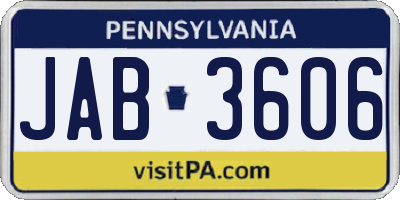 PA license plate JAB3606