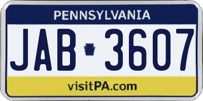 PA license plate JAB3607