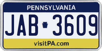 PA license plate JAB3609