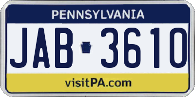 PA license plate JAB3610