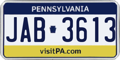 PA license plate JAB3613