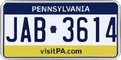 PA license plate JAB3614